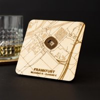 Untersetzer Stadion Frankfurt 3D - Fußball Geschenk Für Vereinsfans 9cm Aus Birkenholz von diegravierstube
