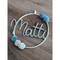Personalisierter Namensring Mit Bommeln, Geschenk Zu Ostern Geburt Geburtstag Taufe, Kinderzimmer Deko, Türschild Namenskreis Türkranz Personalisierter Namensring Mit Bommeln, Geschenk Zu Ostern Geburt Geburtstag Taufe, Kinderzimmer Deko, Türschild Namenskreis Türkranz von diekleineMotte