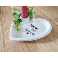 Muttertagsgeschenk, Geschenkidee Muttertag, Danke Mama, Kerzenhalter Herzform, Kerzenständer, Dekoration Raysin von diemanufakturshop