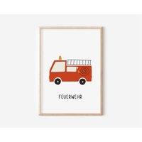 Feuerwehr Poster Für Kinderzimmer in A4 & A3 | Junge Mädchen Wanddekoration Geschenk Druck Feuerwehr Poster Für Kinderzimmer in A4 & A3 | Junge Mädchen Wanddekoration Geschenk Druck von diewolkenfabrik