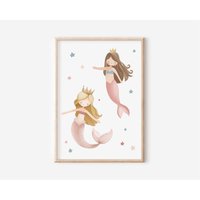 Poster Meerjungfrau in A4 & A3 Fürs Kinderzimmer | Plakat Mädchen-Poster Wanddekoration Geschenk Druck von diewolkenfabrik