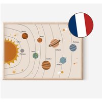 Poster Sonnensystem in A4 & A3 Fürs Kinderzimmer Auf Franzözisch | Weltall Plakat Kinderzimmer-Poster Wanddekoration Geschenk Druck von diewolkenfabrik