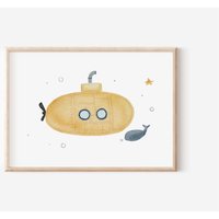 Póster U-Boot Fürs Kinderzimmer in A4 Und A3 | Jungen Mädchen Wanddekoration Geschenk Druck von diewolkenfabrik