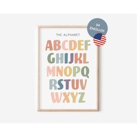 The Alphabet Educational Poster English in A4 & A3 For Kids Room | Abc Montessori Wall Decoration Print Homeschooling von diewolkenfabrik