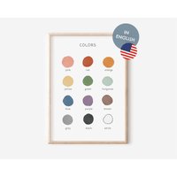 The Colors Educational Poster English in A4 & A3 For Kids Room | Abc Montessori Wall Decoration Print Homeschooling von diewolkenfabrik