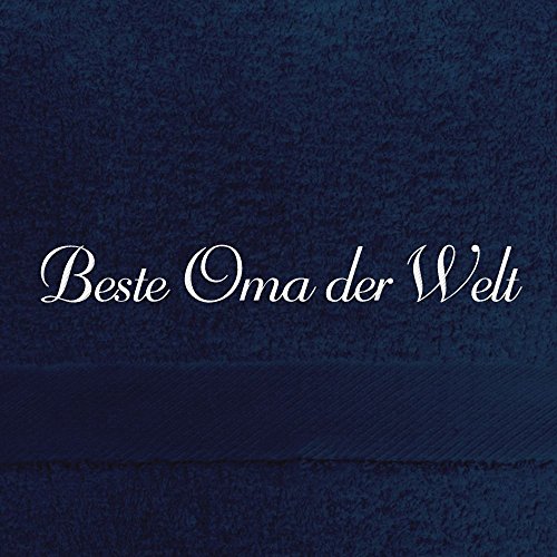 digital print Badehandtuch mit Namen Beste Oma der Welt Bestickt, 70x140 cm, dunkelblau, extra Flauschige 550 g/qm Baumwolle (100%), Handtuch mit Namen besticken, Badetuch mit Bestickung von digital print