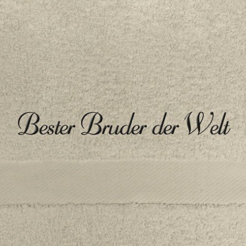 digital print Badehandtuch mit Namen Bester Bruder der Welt Bestickt, 70x140 cm, beige, extra Flauschige 550 g/qm Baumwolle (100%), Handtuch mit Namen besticken, Badetuch mit Bestickung von digital print