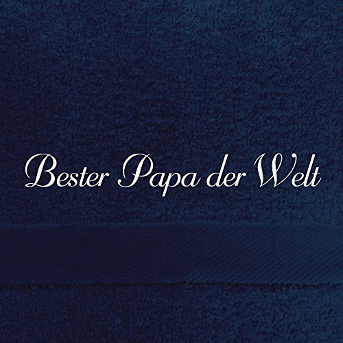 digital print Badehandtuch mit Namen Bester Papa der Welt Bestickt, 70x140 cm, dunkelblau, extra Flauschige 550 g/qm Baumwolle (100%), Handtuch mit Namen besticken, Badetuch mit Bestickung von digital print