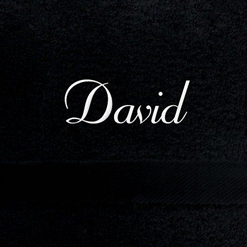 Badehandtuch mit Namen David bestickt, 70x140 cm, schwarz, extra flauschige 550 g/qm Baumwolle (100%), Handtuch mit Namen besticken, Badetuch mit Bestickung von digital print