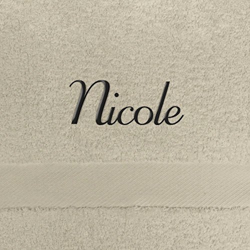 digital print Badehandtuch mit Namen Nicole Bestickt, 70x140 cm, beige, extra Flauschige 550 g/qm Baumwolle (100%), Handtuch mit Namen besticken, Badetuch mit Bestickung von digital print