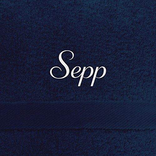 Badehandtuch mit Namen Sepp bestickt, 70x140 cm, dunkelblau, extra flauschige 550 g/qm Baumwolle (100%), Handtuch mit Namen besticken, Badetuch mit Bestickung von digital print