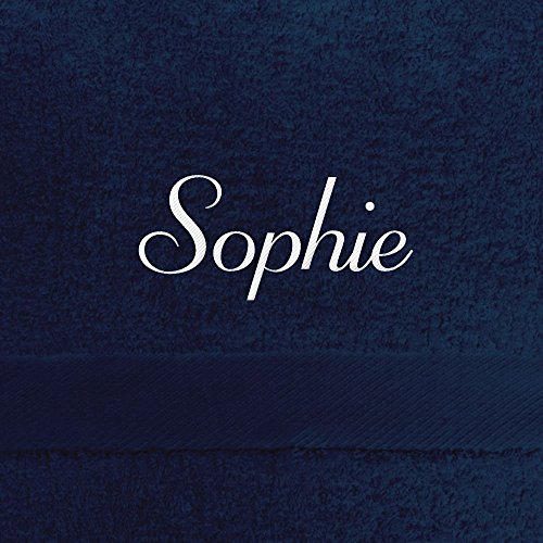 Badehandtuch mit Namen Sophie bestickt, 70x140 cm, dunkelblau, extra flauschige 550 g/qm Baumwolle (100%), Handtuch mit Namen besticken, Badetuch mit Bestickung von digital print