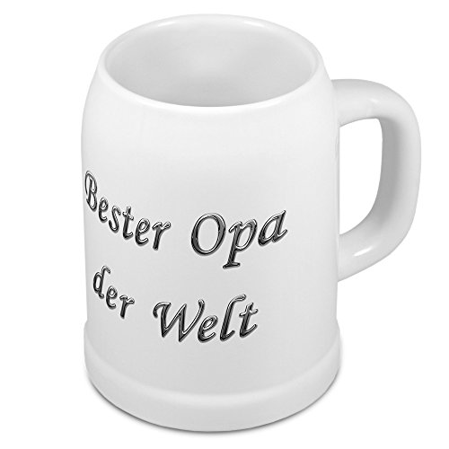 Bierkrug mit Namen Bester Opa der Welt - Design Chrom-Schriftzug - Namens-Krug, Becher, Maßkrug von digital print