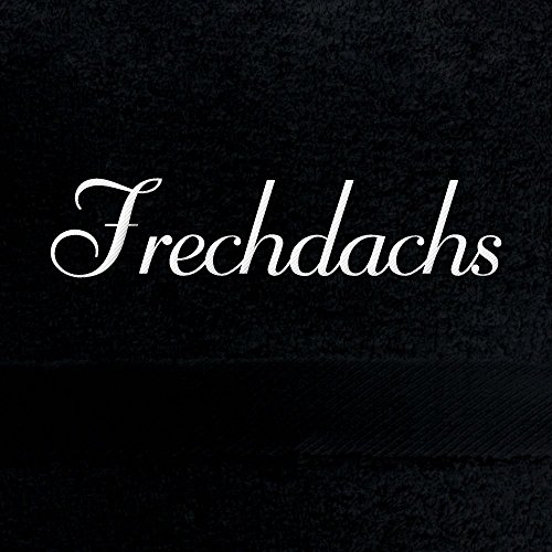 Gästehandtuch mit Namen Frechdachs bestickt, 40x60 cm, schwarz, extra flauschige 550 g/qm Baumwolle (100%), Handtuch mit Namen besticken, Gästetuch mit Bestickung von digital print