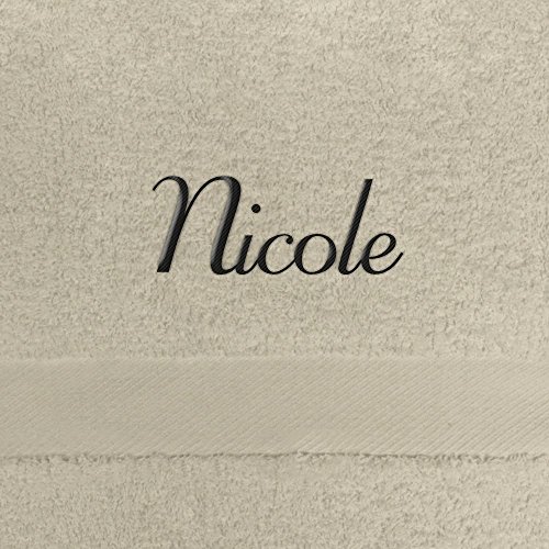 digital print Gästehandtuch mit Namen Nicole Bestickt, 40x60 cm, beige, extra Flauschige 550 g/qm Baumwolle (100%), Handtuch mit Namen besticken, Gästetuch mit Bestickung von digital print