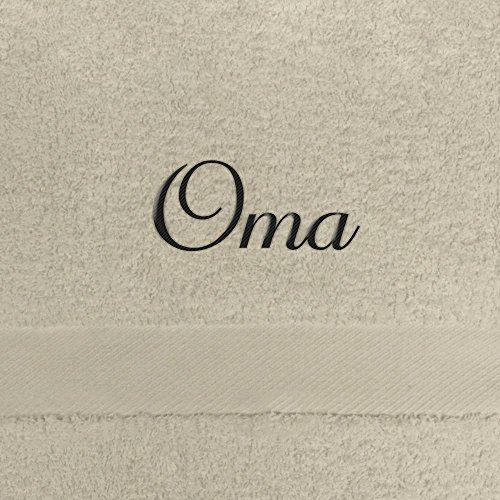 digital print Gästehandtuch mit Namen Oma Bestickt, 40x60 cm, beige, extra Flauschige 550 g/qm Baumwolle (100%), Handtuch mit Namen besticken, Gästetuch mit Bestickung von digital print
