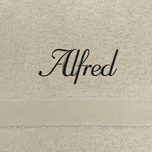 digital print Handtuch mit Namen Alfred Bestickt, 50x100 cm, beige, extra Flauschige 550 g/qm Baumwolle (100%), Badetuch mit Namen besticken, Duschtuch mit Bestickung von digital print