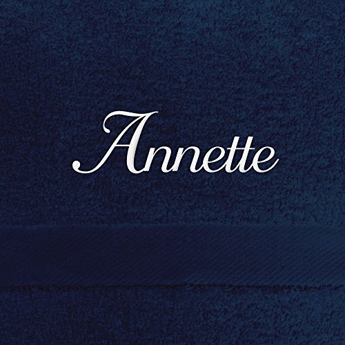 Handtuch mit Namen Annette bestickt, 50x100 cm, dunkelblau, extra flauschige 550 g/qm Baumwolle (100%), Badetuch mit Namen besticken, Duschtuch mit Bestickung von digital print