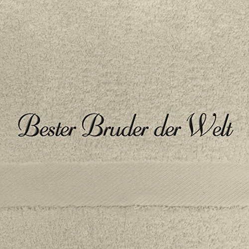 digital print Handtuch mit Namen Bester Bruder der Welt Bestickt, 50x100 cm, beige, extra Flauschige 550 g/qm Baumwolle (100%), Badetuch mit Namen besticken, Duschtuch mit Bestickung von digital print