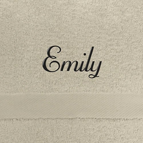 Handtuch mit Namen Emily bestickt, 50x100 cm, beige, extra flauschige 550 g/qm Baumwolle (100%), Badetuch mit Namen besticken, Duschtuch mit Bestickung von digital print