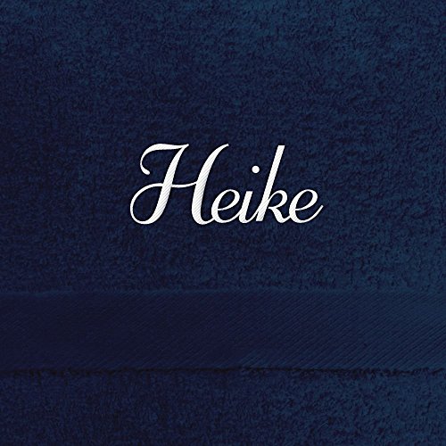 digital print Handtuch mit Namen Heike Bestickt, 50x100 cm, dunkelblau, extra Flauschige 550 g/qm Baumwolle (100%), Badetuch mit Namen besticken, Duschtuch mit Bestickung von digital print