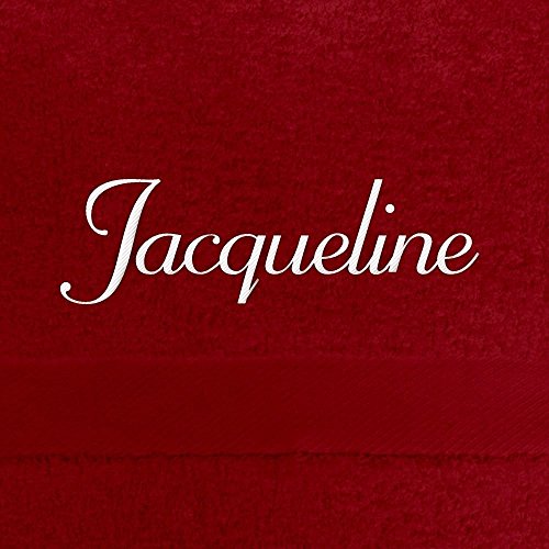digital print Handtuch mit Namen Jacqueline Bestickt, 50x100 cm, rot, extra Flauschige 550 g/qm Baumwolle (100%), Badetuch mit Namen besticken, Duschtuch mit Bestickung von digital print
