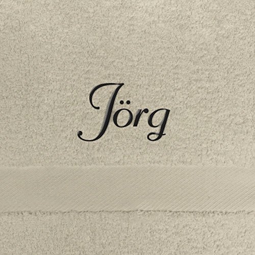 Handtuch mit Namen Jörg bestickt, 50x100 cm, beige, extra flauschige 550 g/qm Baumwolle (100%), Badetuch mit Namen besticken, Duschtuch mit Bestickung von digital print