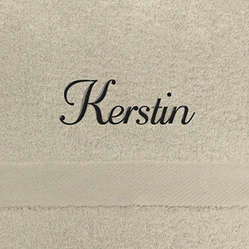 Handtuch mit Namen Kerstin bestickt, 50x100 cm, beige, extra flauschige 550 g/qm Baumwolle (100%), Badetuch mit Namen besticken, Duschtuch mit Bestickung von digital print