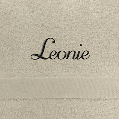 digital print Handtuch mit Namen Leonie Bestickt, 50x100 cm, beige, extra Flauschige 550 g/qm Baumwolle (100%), Badetuch mit Namen besticken, Duschtuch mit Bestickung von digital print