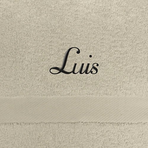 digital print Handtuch mit Namen Luis Bestickt, 50x100 cm, beige, extra Flauschige 550 g/qm Baumwolle (100%), Badetuch mit Namen besticken, Duschtuch mit Bestickung von digital print
