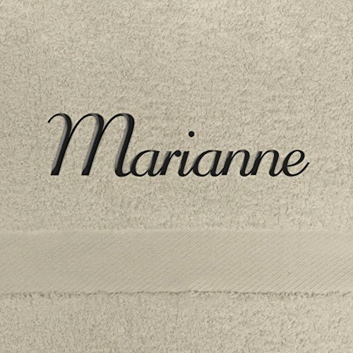 Handtuch mit Namen Marianne bestickt, 50x100 cm, beige, extra flauschige 550 g/qm Baumwolle (100%), Badetuch mit Namen besticken, Duschtuch mit Bestickung von digital print