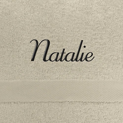digital print Handtuch mit Namen Natalie Bestickt, 50x100 cm, beige, extra Flauschige 550 g/qm Baumwolle (100%), Badetuch mit Namen besticken, Duschtuch mit Bestickung von digital print