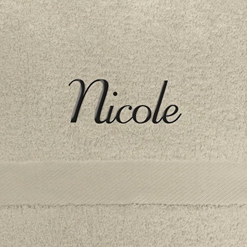 digital print Handtuch mit Namen Nicole Bestickt, 50x100 cm, beige, extra Flauschige 550 g/qm Baumwolle (100%), Badetuch mit Namen besticken, Duschtuch mit Bestickung von digital print