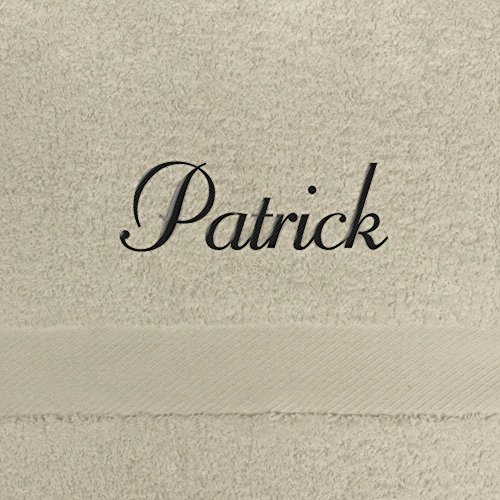 Handtuch mit Namen Patrick bestickt, 50x100 cm, beige, extra flauschige 550 g/qm Baumwolle (100%), Badetuch mit Namen besticken, Duschtuch mit Bestickung von digital print