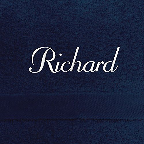 digital print Handtuch mit Namen Richard Bestickt, 50x100 cm, dunkelblau, extra Flauschige 550 g/qm Baumwolle (100%), Badetuch mit Namen besticken, Duschtuch mit Bestickung von digital print