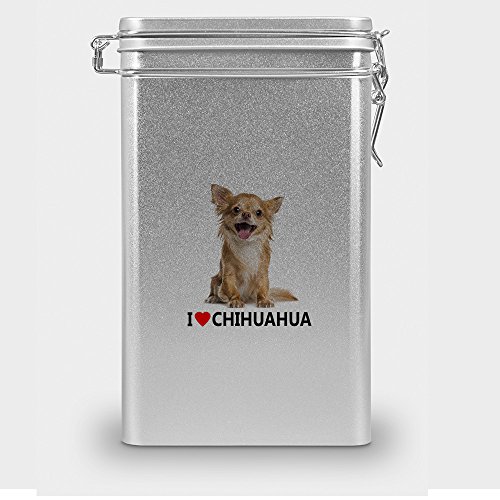 Hundefutterdose "Chihuahua", Vorratsdose, Leckerliedose, Blech-Dose, Hundenapf mit Motiv "Chihuahua" - silber Hundefutterdose "Chihuahua", Vorratsdose, Leckerliedose, Blech-Dose, Hundenapf mit Motiv "Chihuahua" - silber von digital print