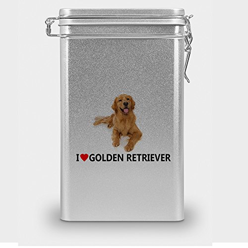 Hundefutterdose "Golden Retriever", Vorratsdose, Leckerliedose, Blech-Dose, Hundenapf mit Motiv "Golden Retriever" - silber Hundefutterdose "Golden Retriever", Vorratsdose, Leckerliedose, Blech-Dose, Hundenapf mit Motiv "Golden Retriever" - silber von digital print