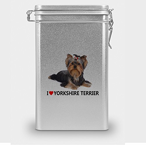 Hundefutterdose "Yorkshire Terrier", Vorratsdose, Leckerliedose, Blech-Dose, Hundenapf mit Motiv "Yorkshire Terrier" - silber Hundefutterdose "Yorkshire Terrier", Vorratsdose, Leckerliedose, Blech-Dose, Hundenapf mit Motiv "Yorkshire Terrier" - silber von digital print