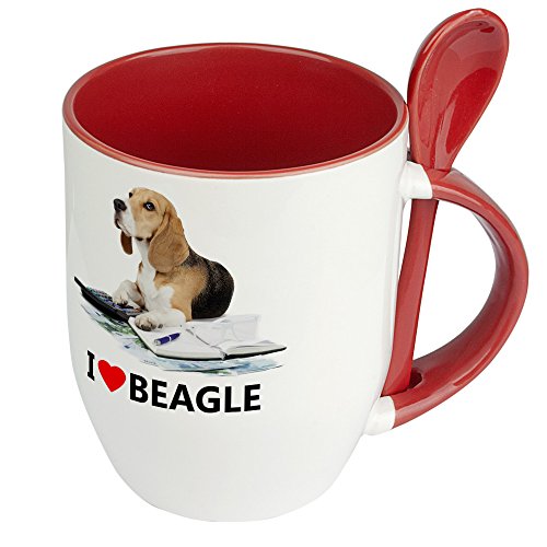 Hundetasse Beagle - Löffel-Tasse mit Hundebild Beagle - Becher, Kaffeetasse, Kaffeebecher, Mug - Rot von digital print