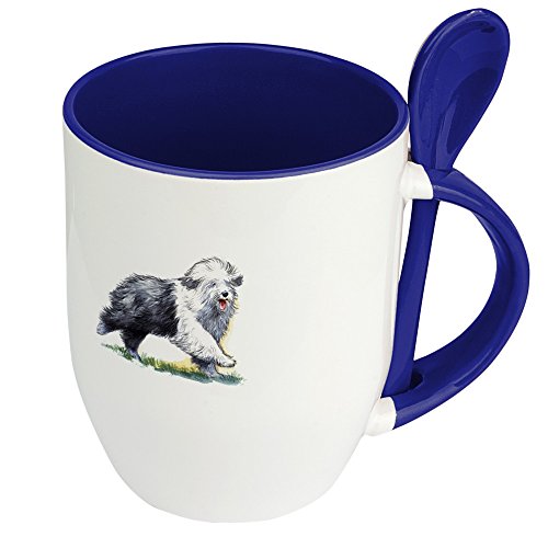 Hundetasse Bobtail - Löffel-Tasse mit Hundebild Bobtail - Becher, Kaffeetasse, Kaffeebecher, Mug - Blau von digital print