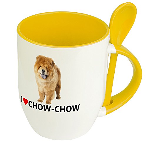Hundetasse Chow-Chow - Löffel-Tasse mit Hundebild Chow-Chow - Becher, Kaffeetasse, Kaffeebecher, Mug - Gelb von digital print