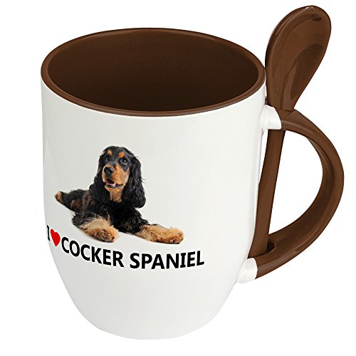 Hundetasse Cocker Spaniel - Löffel-Tasse mit Hundebild Cocker Spaniel - Becher, Kaffeetasse, Kaffeebecher, Mug - Braun von digital print