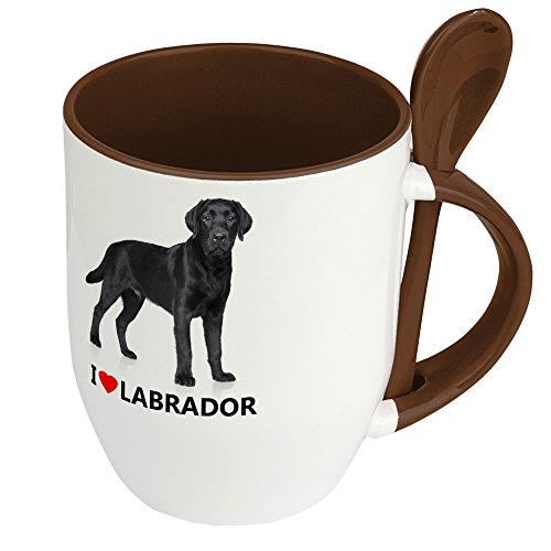 Hundetasse Labrador - Löffel-Tasse mit Hundebild Labrador - Becher, Kaffeetasse, Kaffeebecher, Mug - Braun von digital print