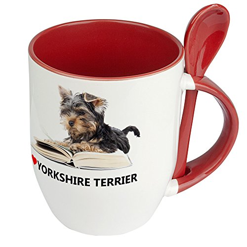 Hundetasse Yorkshire Terrier - Löffel-Tasse mit Hundebild Yorkshire Terrier - Becher, Kaffeetasse, Kaffeebecher, Mug - Rot von digital print