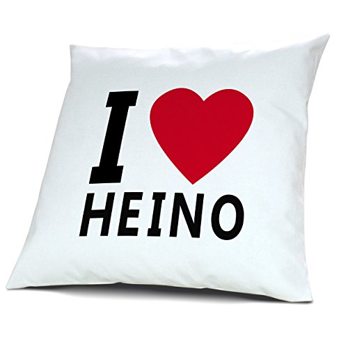 Kopfkissen Heino, Kissen mit Füllung "I Love Heino", 40 cm, 100% Baumwolle, Kuschelkissen, Liebeskissen, Namenskissen, Geschenkidee von digital print