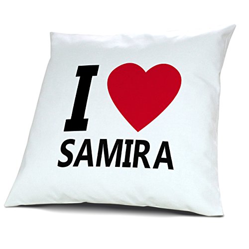 Kopfkissen Samira, Kissen mit Füllung "I Love Samira", 40 cm, 100% Baumwolle, Kuschelkissen, Liebeskissen, Namenskissen, Geschenkidee von digital print