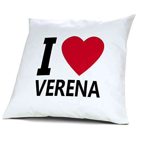 Kopfkissen Verena, Kissen mit Füllung "I Love Verena", 40 cm, 100% Baumwolle, Kuschelkissen, Liebeskissen, Namenskissen, Geschenkidee von digital print