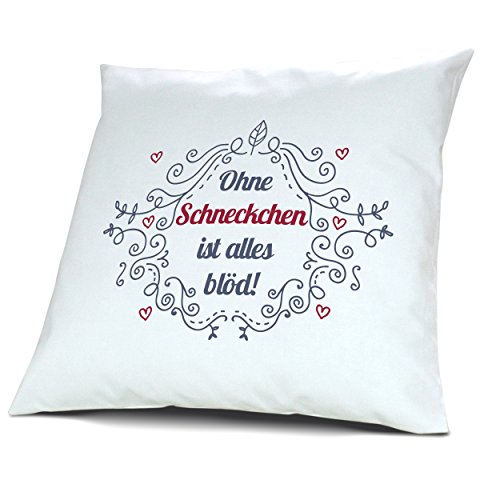 Kopfkissen mit Namen Schneckchen - Motiv Ohne Schneckchen ist alles blöd - Ornamente Design, 40 cm, 100% Baumwolle, Kuschelkissen, Liebeskissen, Namenskissen, Geschenkidee von digital print