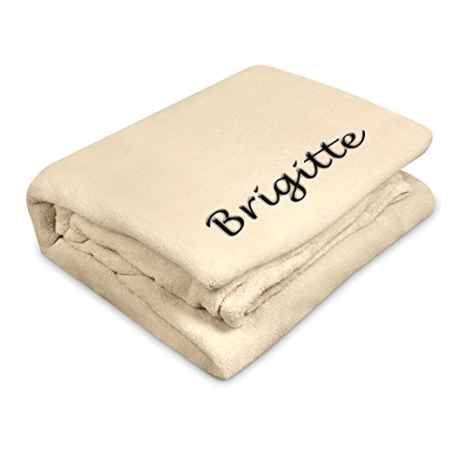 Kuscheldecke mit Namen Brigitte Bestickt - Farbe Wollweiß - personalisierte Decke, Wolldecke von digital print