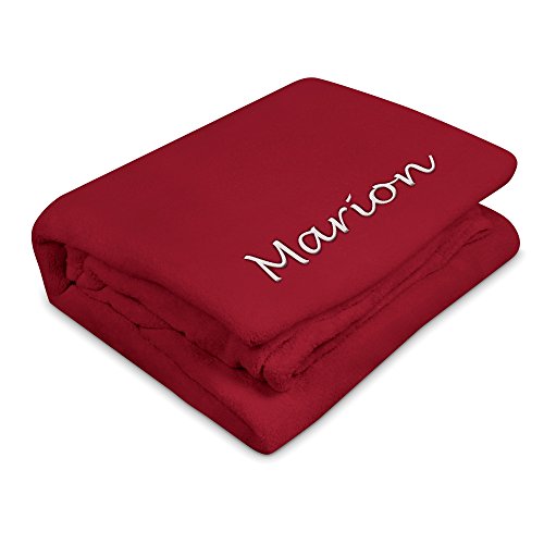 digital print Kuscheldecke mit Namen Marion Bestickt - Farbe Rot - personalisierte Decke, Wolldecke von digital print